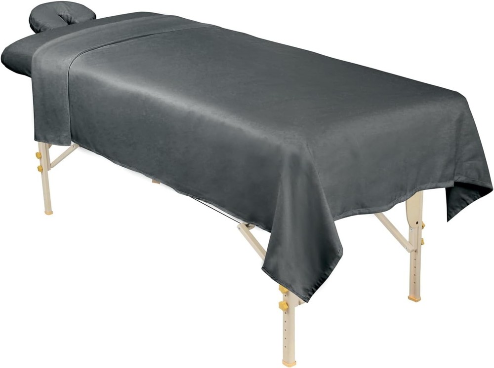 Professional Microfiber Massage Sheet Set - Cool Grey, Elastic for Secure Fit