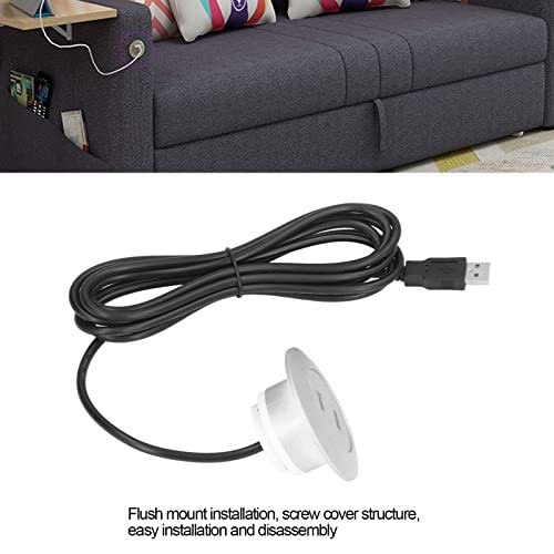 Sofa USB Charging Socket, Recessed USB Outlet Power Strip Flush Mount Silver