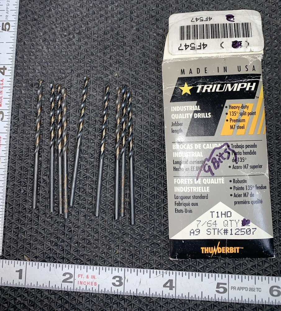 (9 ea. ) 7/64" jobber drill bits 135point M7 Drill Bits Triumph 4F547 9pack