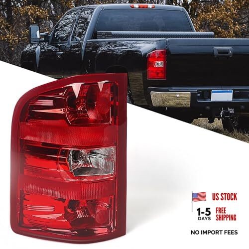 Left Tail Light Assembly Compatible with Chevy Left (Driver Side) Red Trim