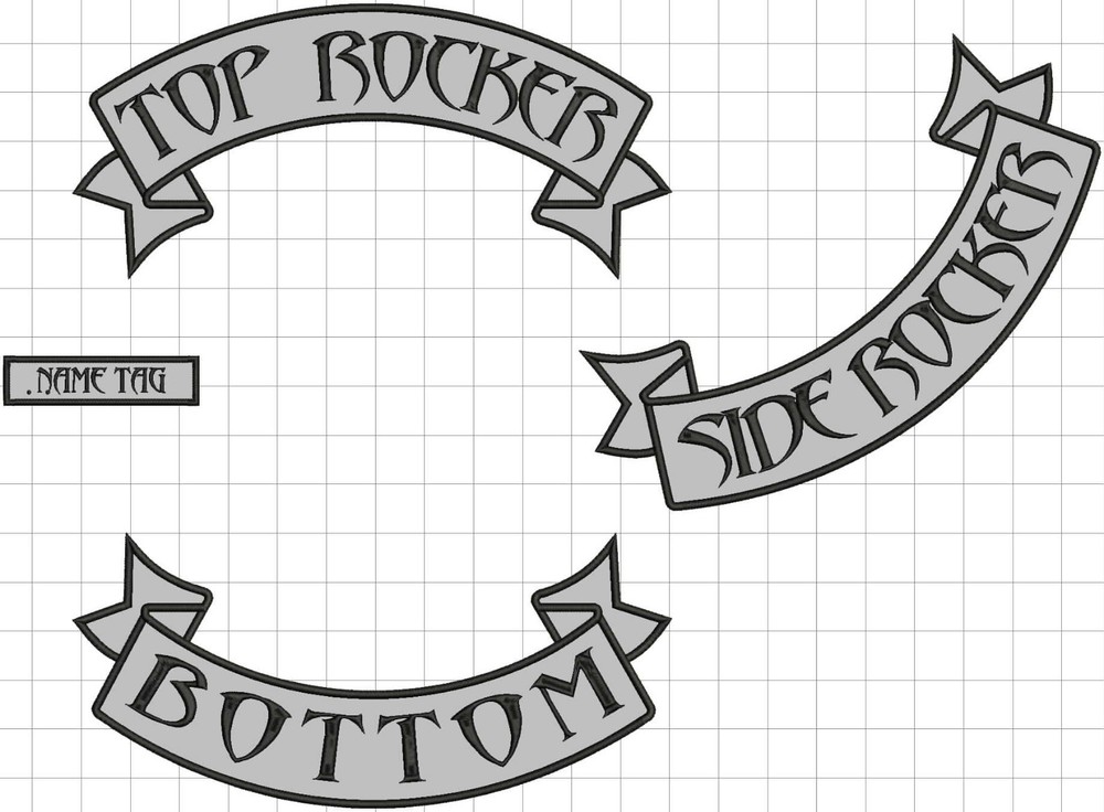 REFLECTIVE CUSTOM 12" ROCKER SET Motorcycle Patch: Top + Bottom + Side large