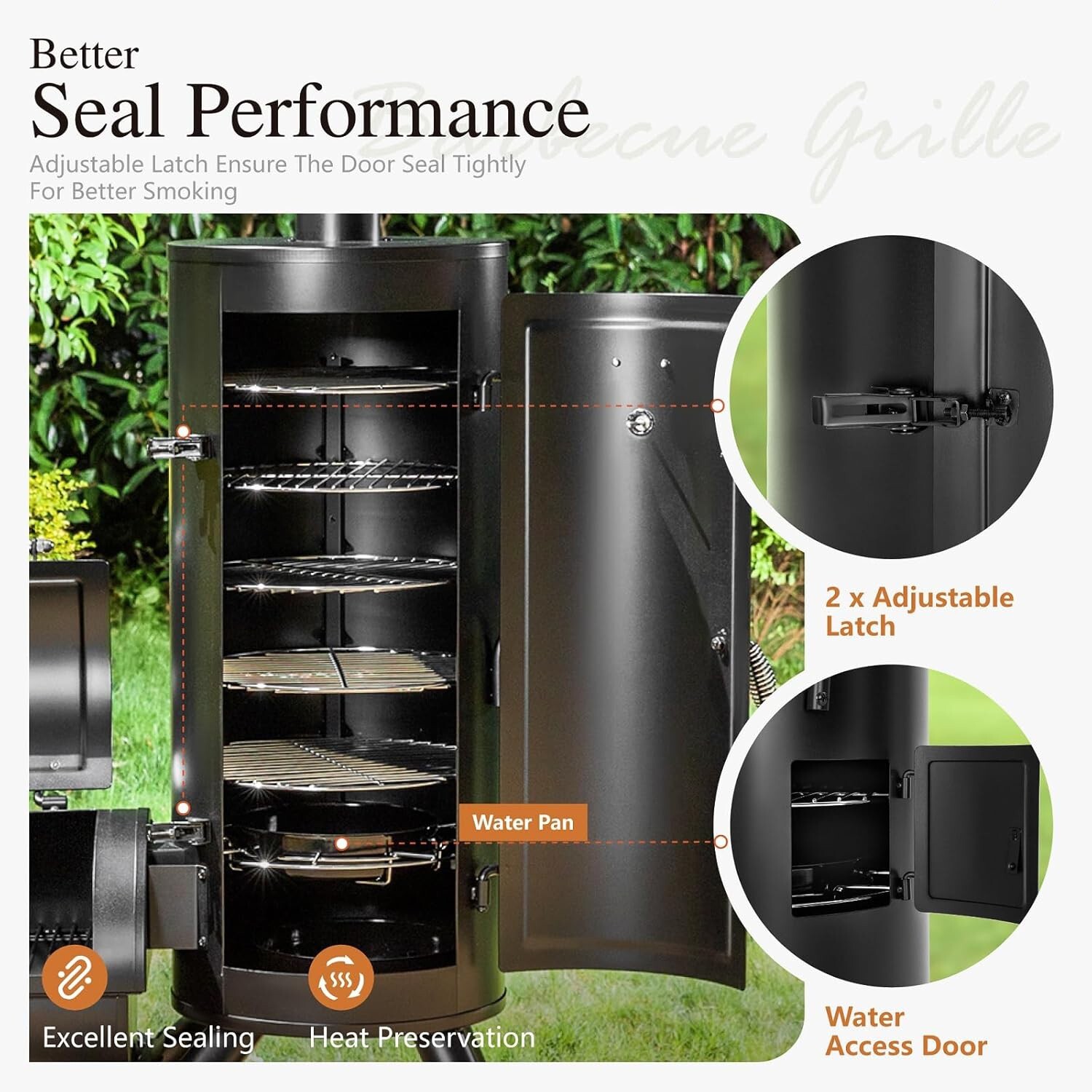 Heavy Duty Vertical Offset Charcoal Smoker Grills Extra Large Outdoor BBQ Grill