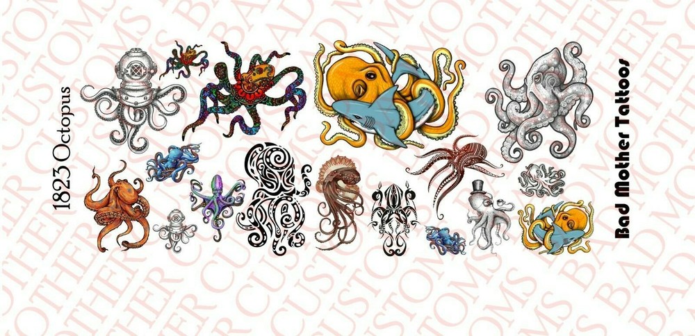 1/18 Scale Waterslide Decal Tattoos for Action Figure: Octopus
