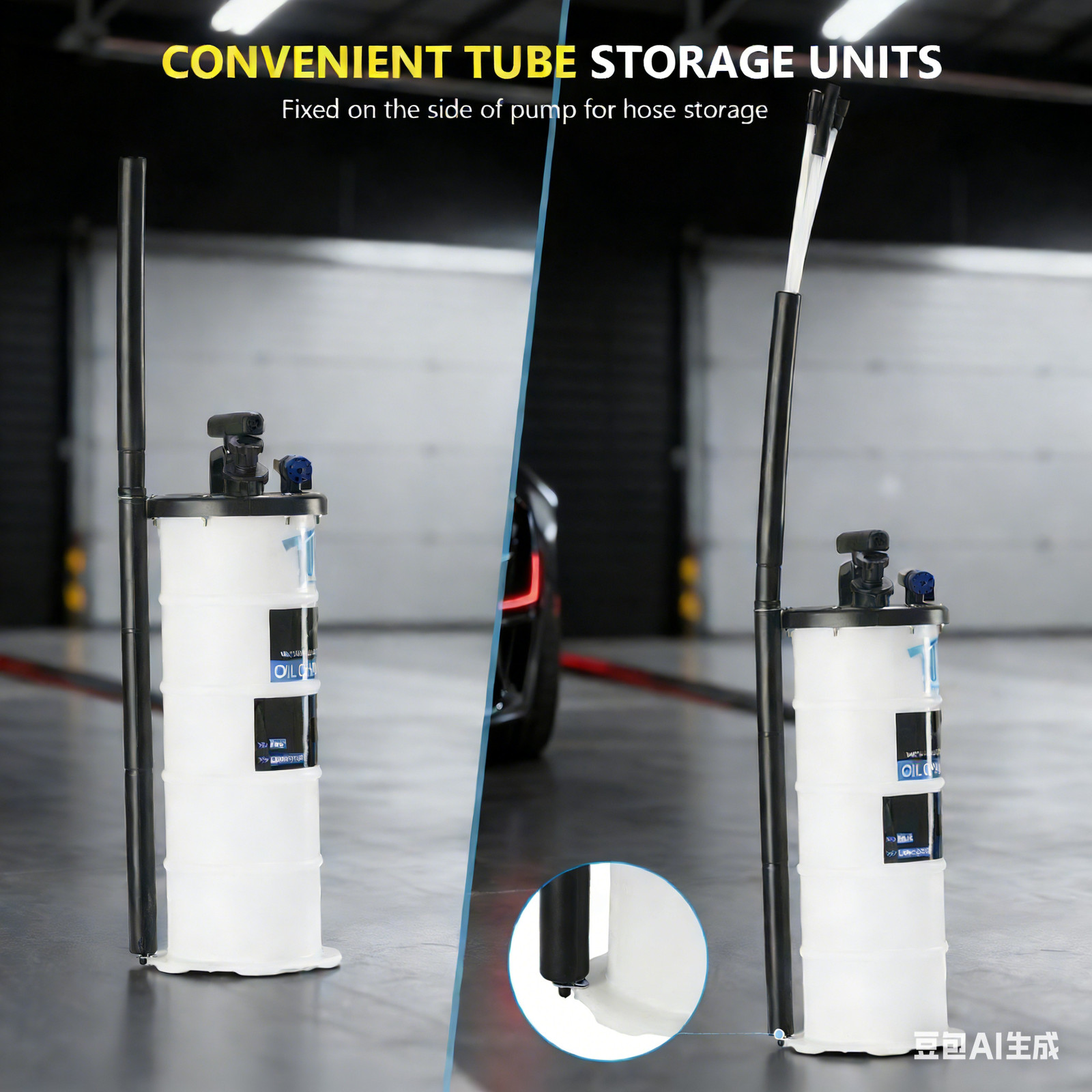 6.5L Fluid Extractor Pump Pneumatic Manual Oil Change Tool w/ 84.6" Hoses Blue