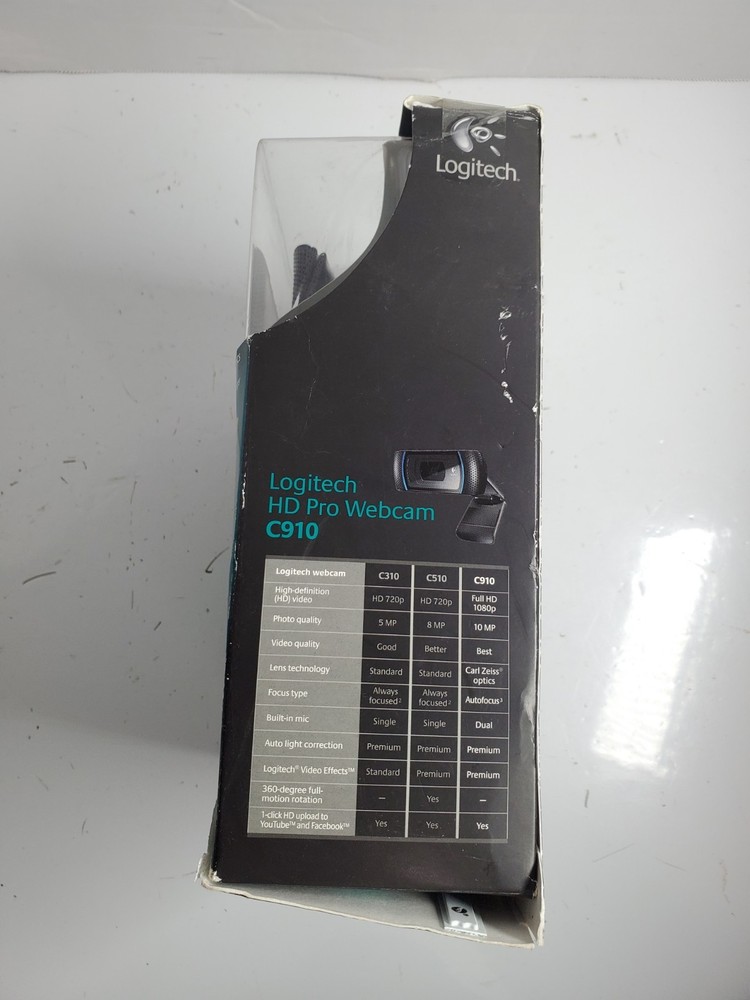 Logitech C910 HD Pro Webcam 1080p- Black - Open BOX - Box Damage