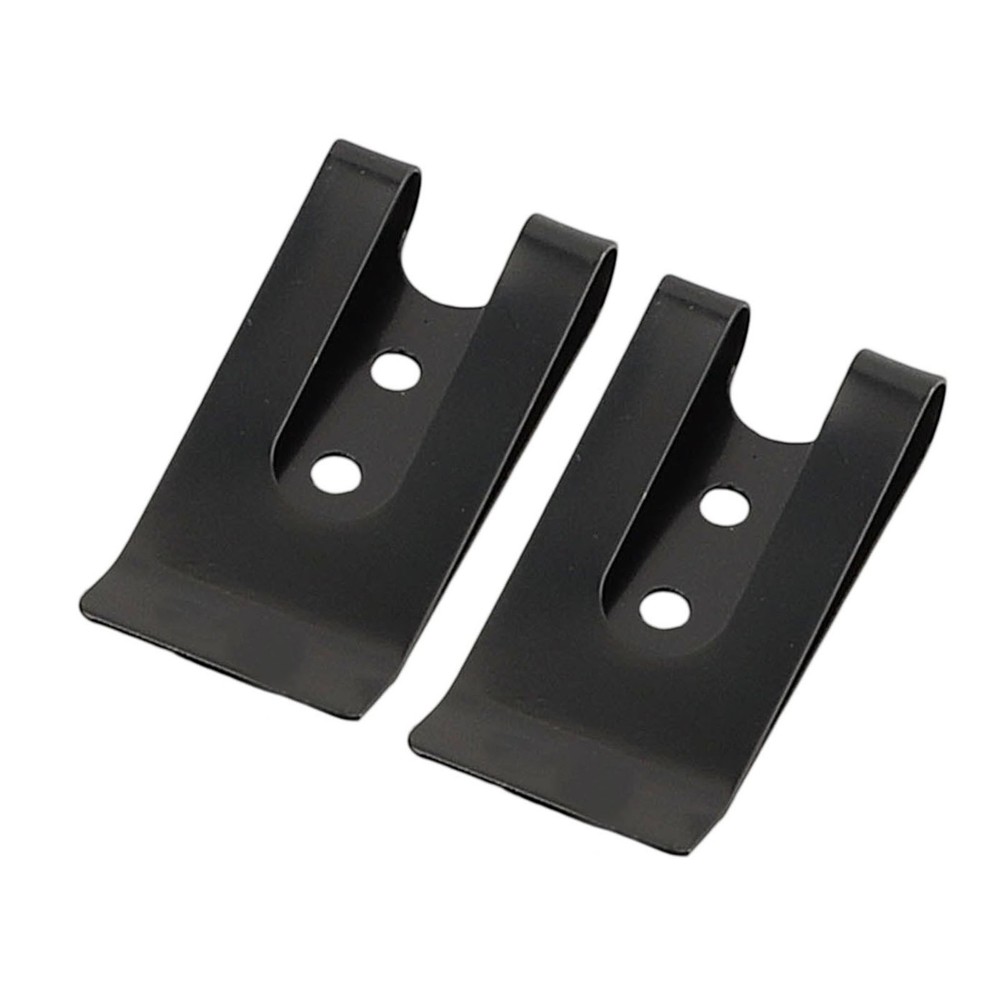 Practical Belt Clip Hook Securing Clip 2pcs Black Coated Finish Flat Base