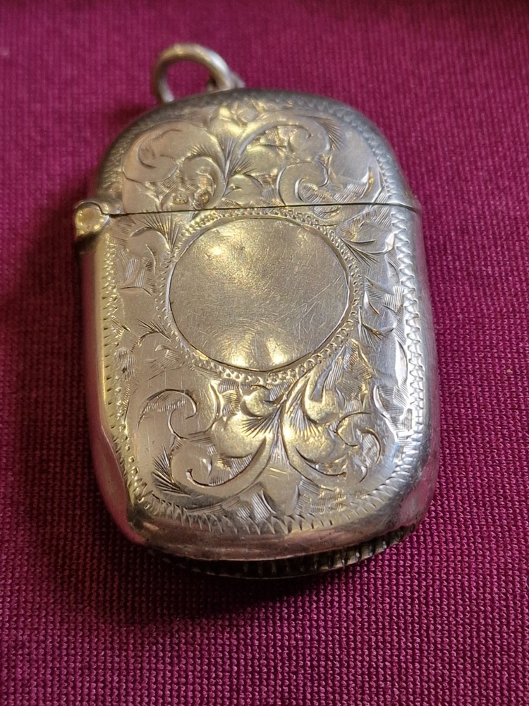 STERLING SILVER VESTA CASE CHESTER 1898 VICTORIAN ROBERT PRINGLE NO INITIALS