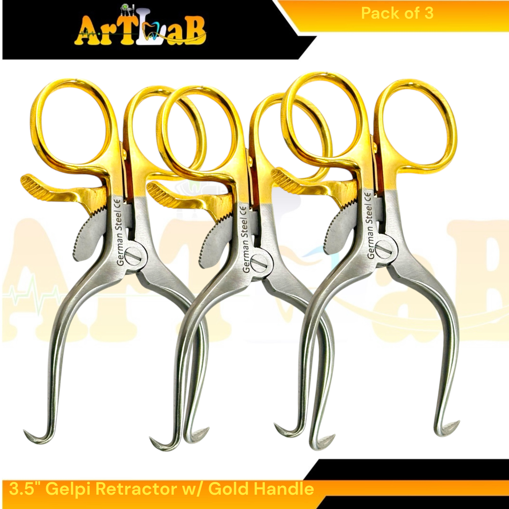 3.5in (8.89cm) Gelpi Retractor Spreader Tool with Sharp Prongs, Self-Retaining