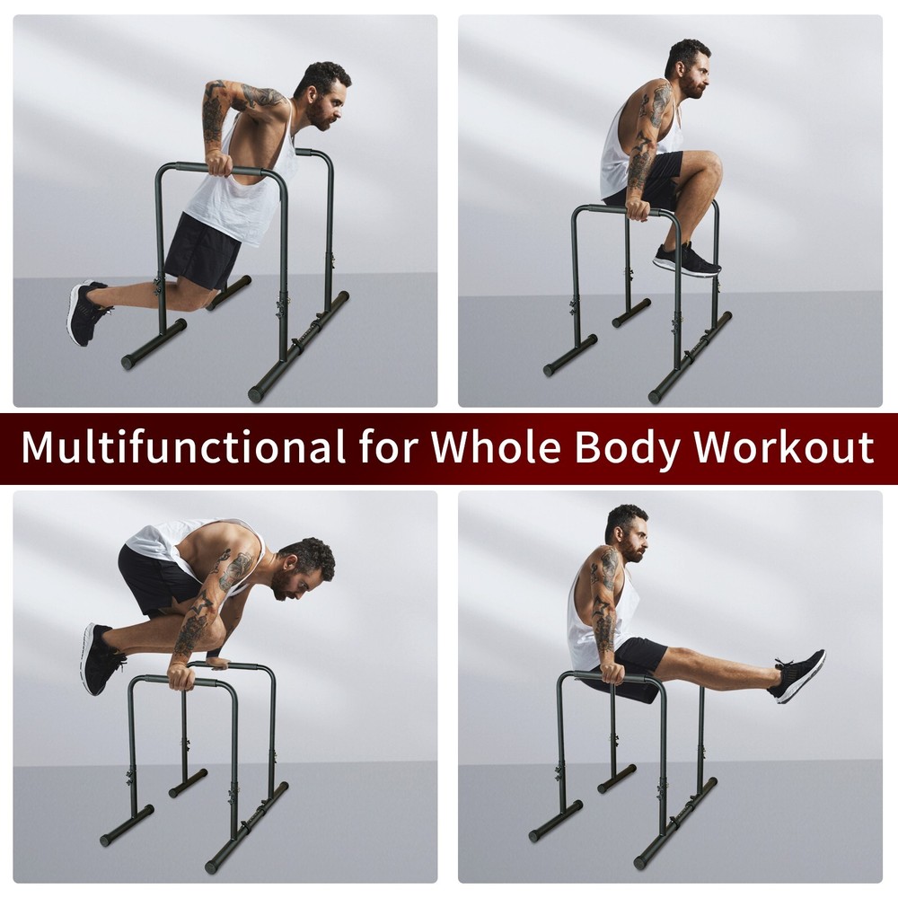 Power Tower Dip Station w/Bench Pull Up Bar Stand Adjustable For Home Strength