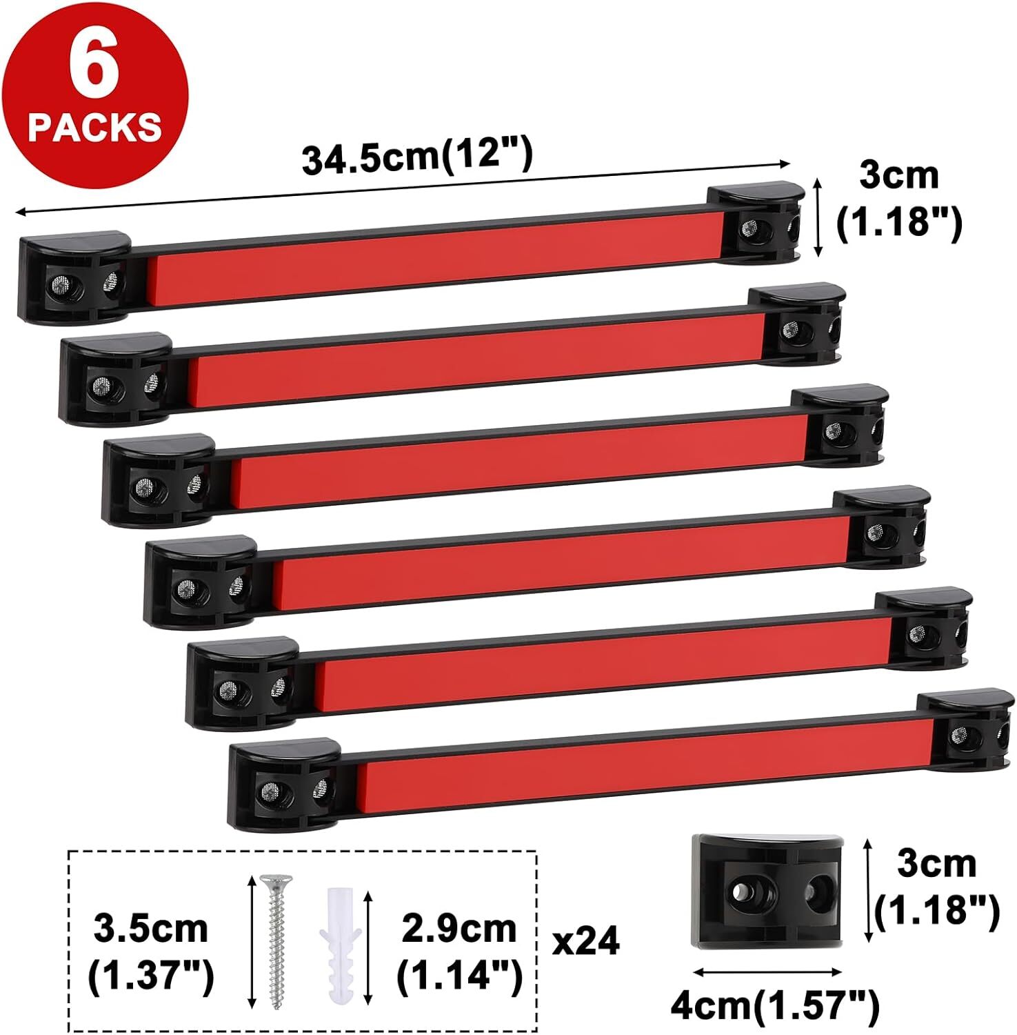 12" Magnetic Tool Holder Strip 6Packs Metal Magnet Tool Organizer Bar for Garage