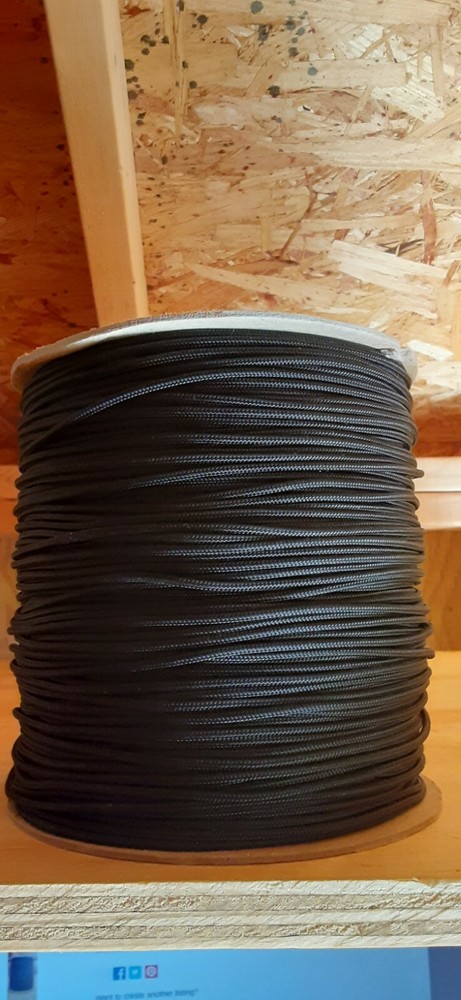 1/8 " x 1500 ft. Smooth Braid Polyester Rope Spool.Black . 3 Lengths