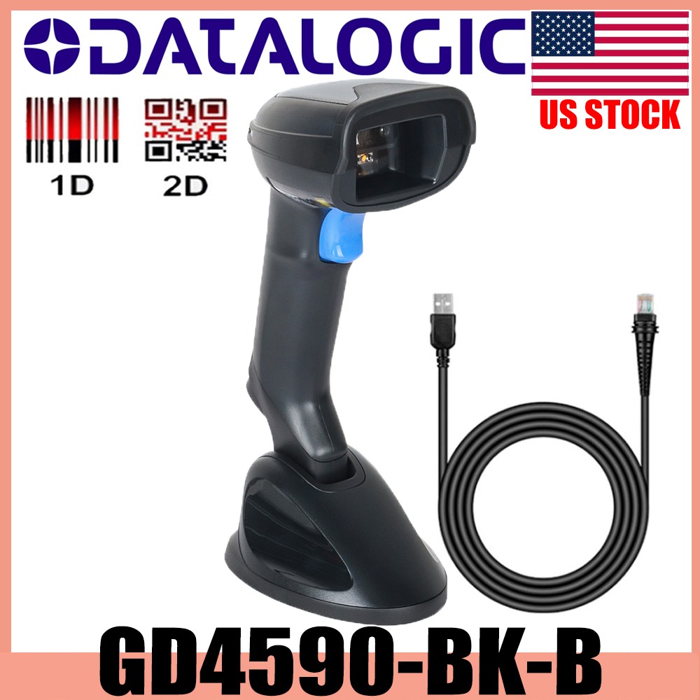 Datalogic Gryphon GD4590-BK-B 2D Barcode Scanner Reader with USB Cable & Base US