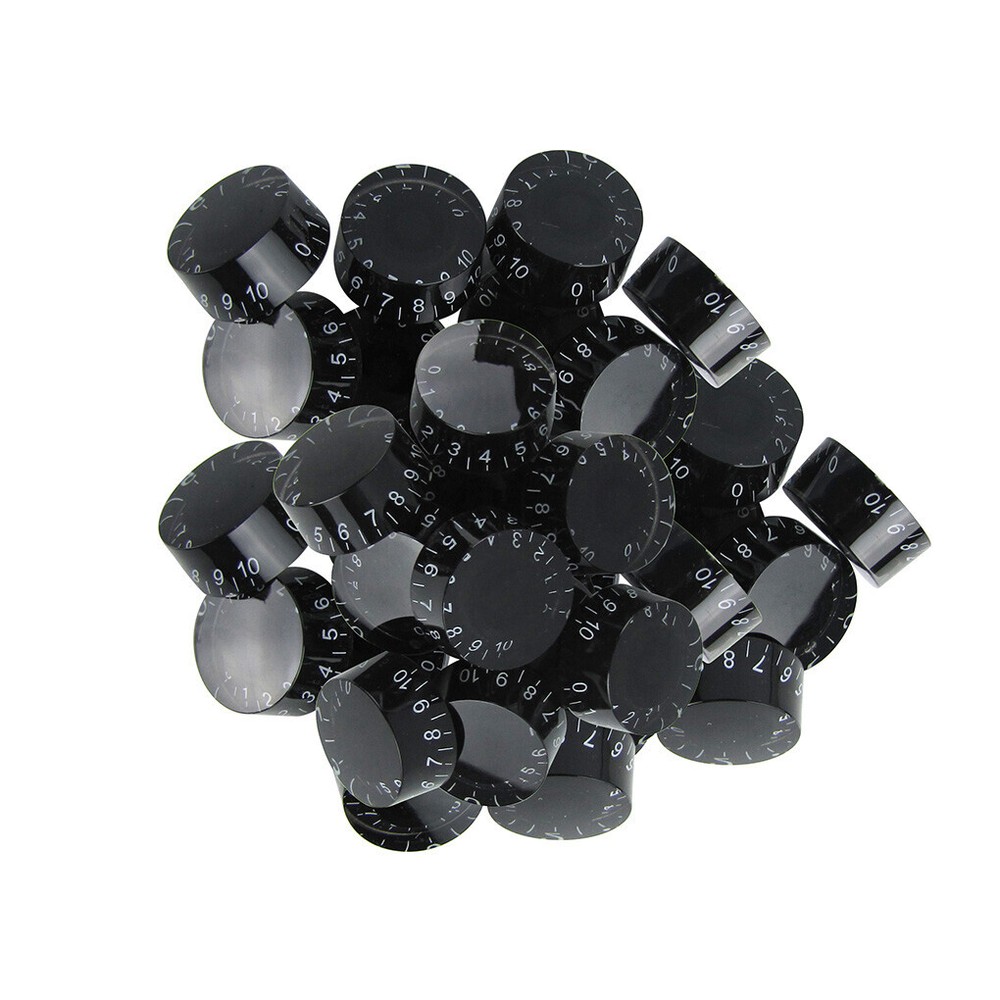 100PCS Volume Tone Control LP Guitar Speed Knobs Button Black & White Numbers