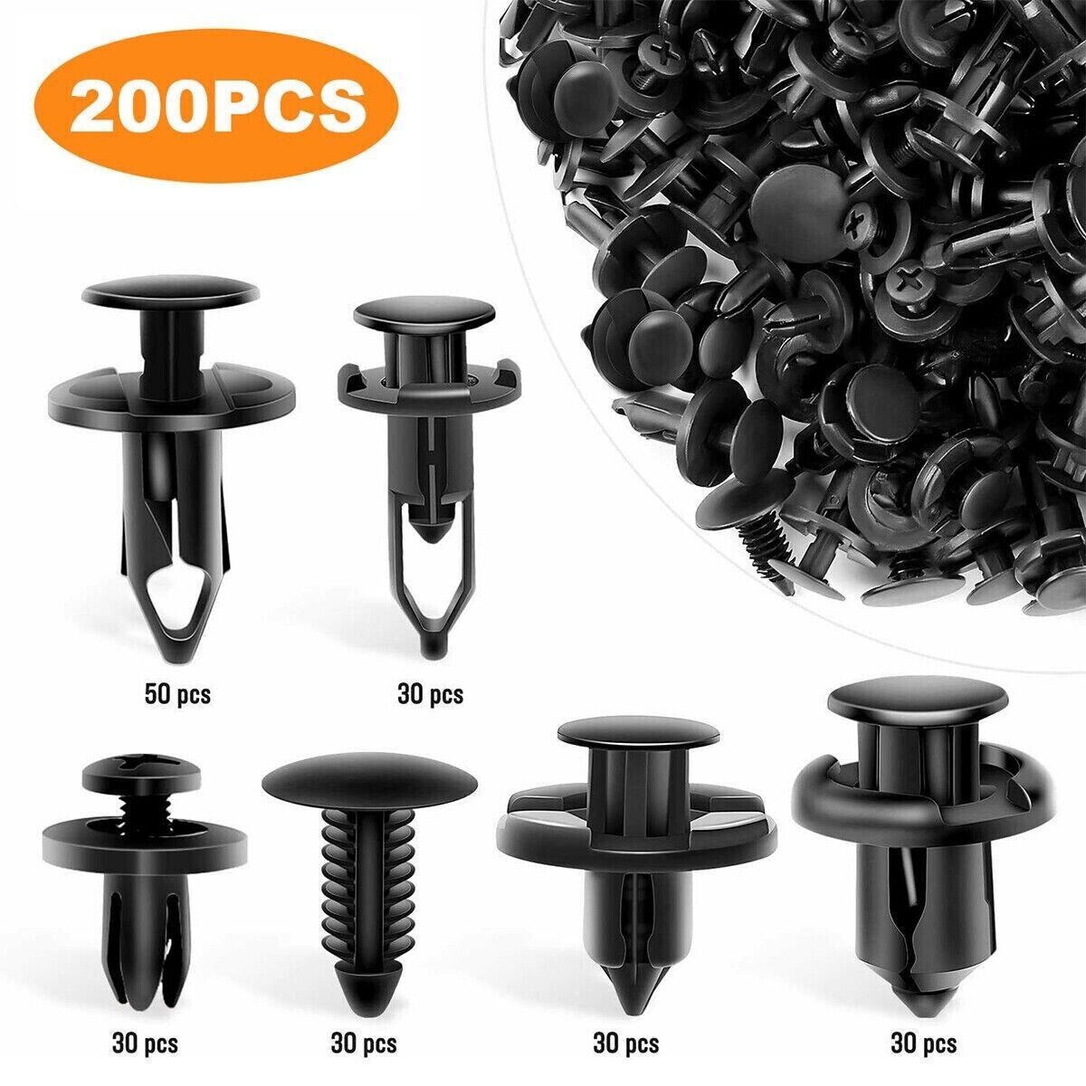 200PCS Bumper Clips Fender Trim Car Body Push Pin Rivet Fastener Retainer