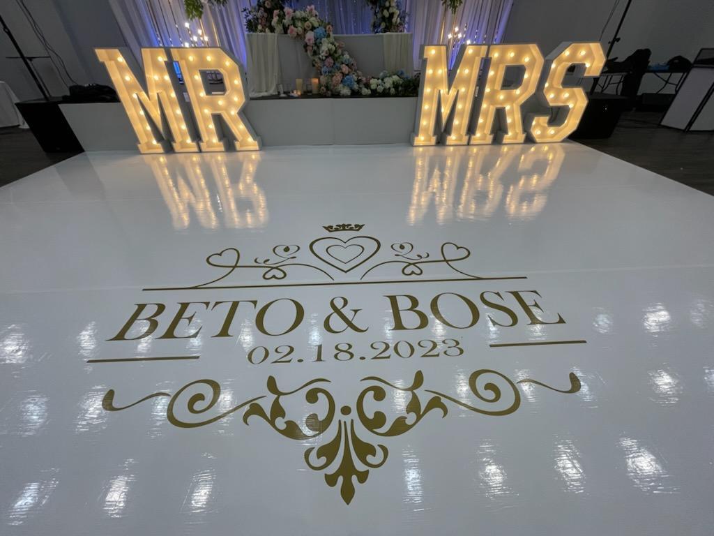 Wedding Dance Party Vinyl Floor Cover Gloss & Matte White & Black Decal Sticker