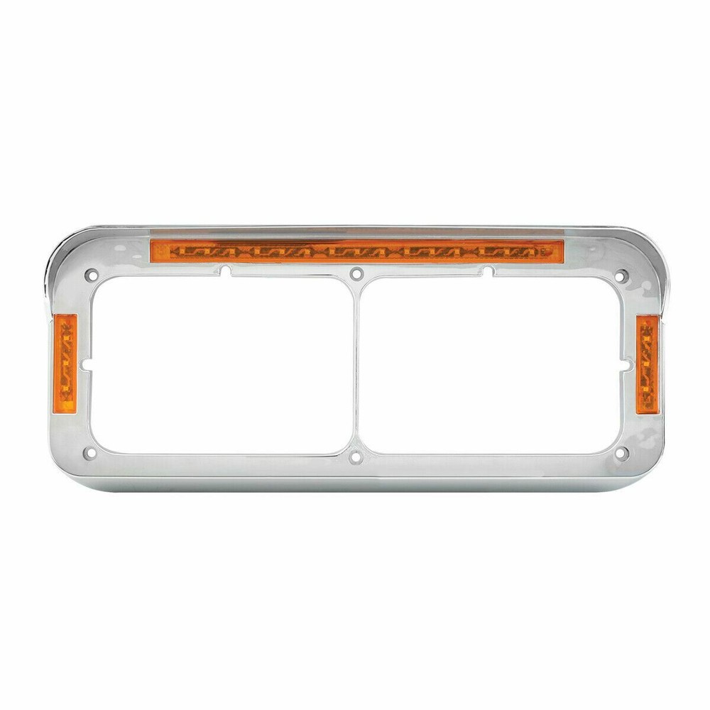GG Headlight Bezel W/Amber Lens/Amber LEDs for Dual Rectangular Lite #87595 Pair
