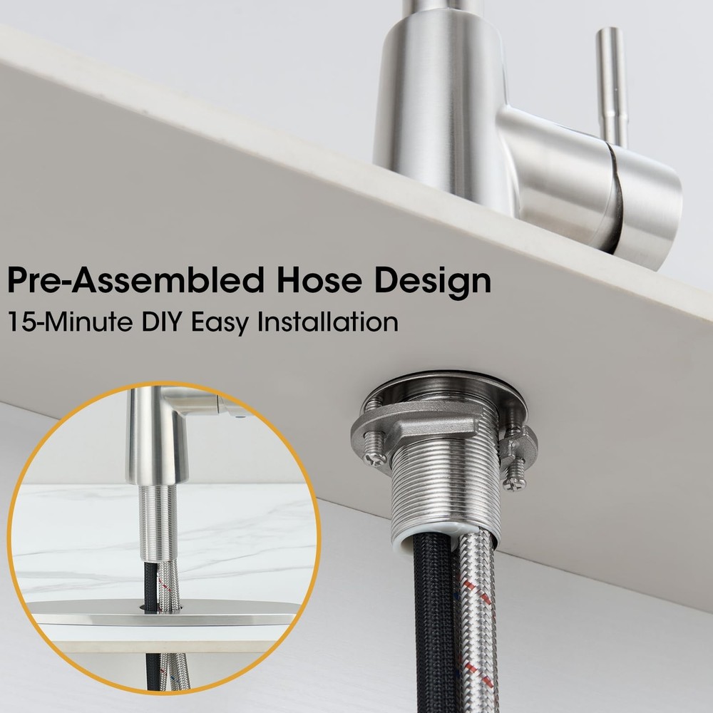 Kitchen Faucet with Pull Down Sprayer, High Arc Single Handle Brushed Nickel ...