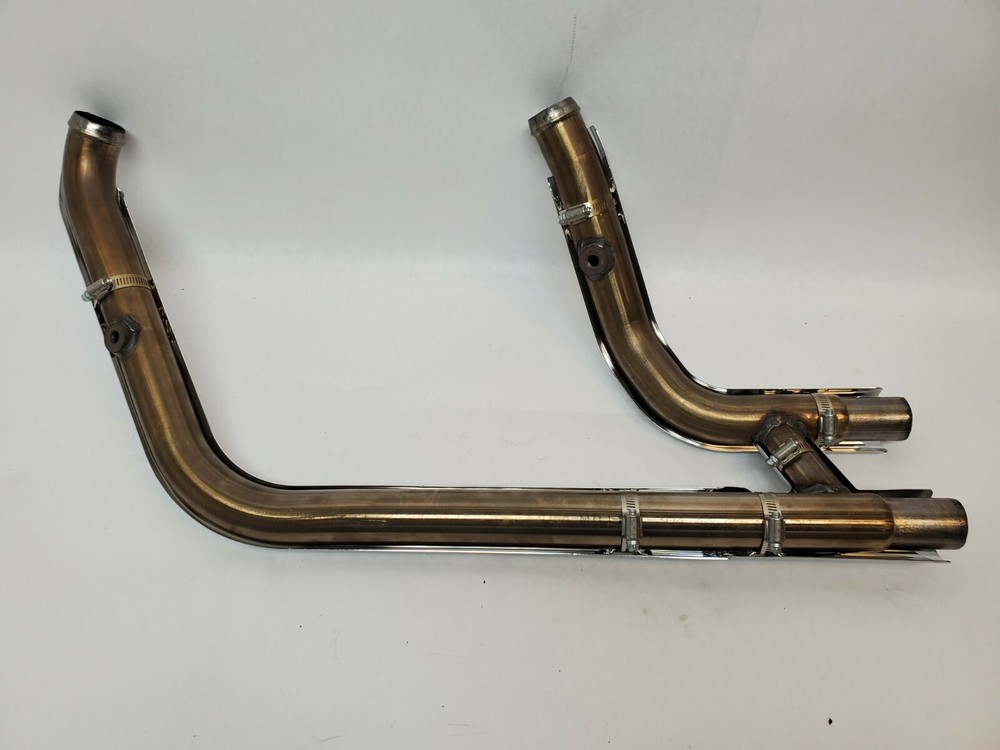 OEM 2018 UP HARLEY DAVIDSON FXBB HEADER PIPE WITH CHROME HEAT SHIELDS