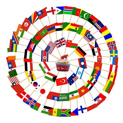Flag Toothpick Flags Picks, 100/Pcs Small Tiny Cupcake Toppers Stick Mixed 200