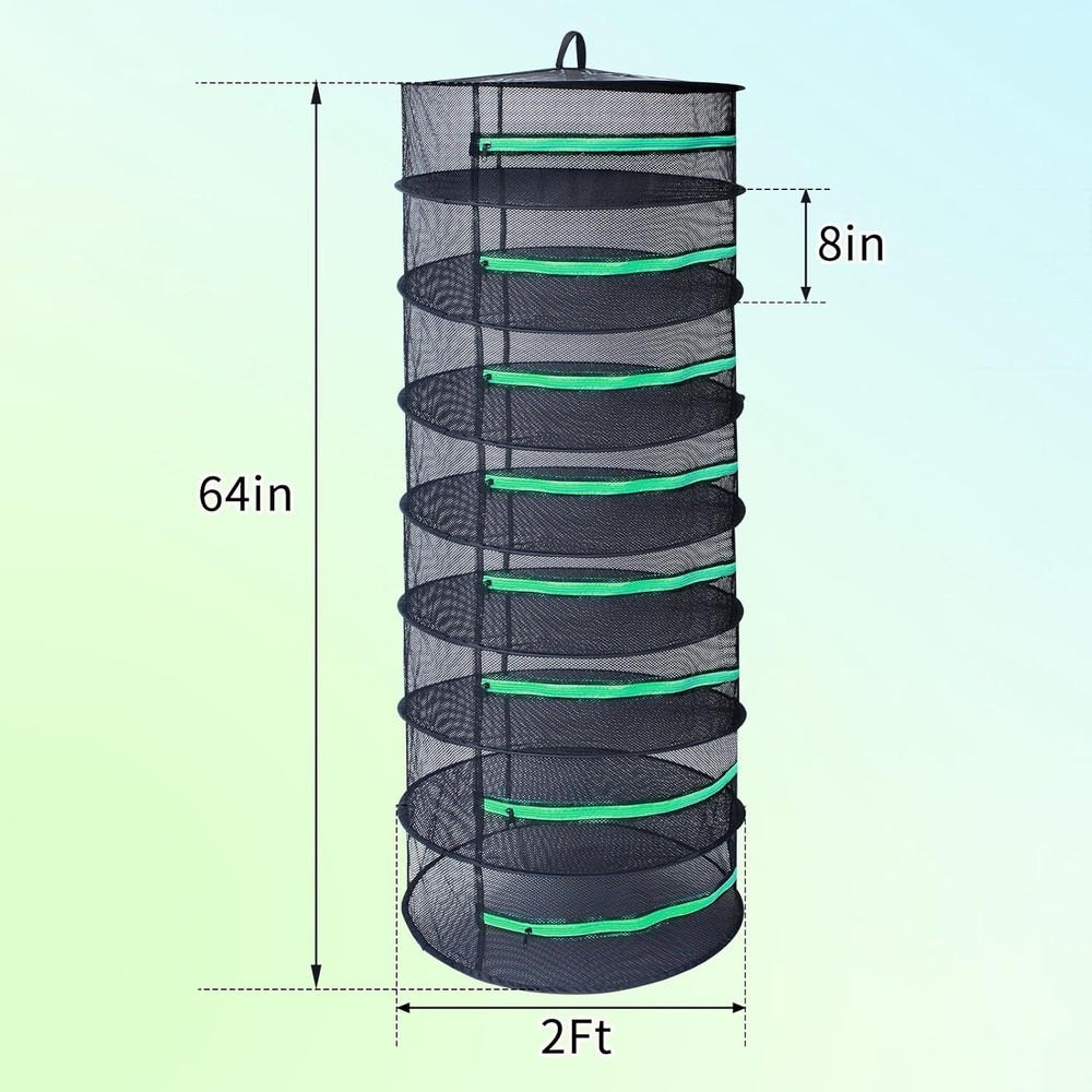 Versatile 24-Inch Herb Drying Net - Ceiling-Mountable with Safety Zipper Closure