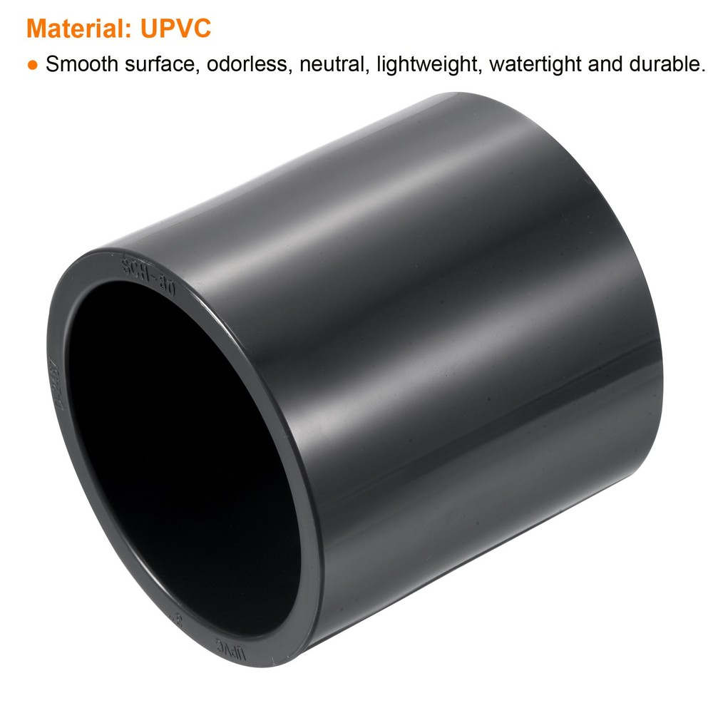 3" Socket SCH80 UPVC Pipe Fitting Straight Coupling Connector, Grey