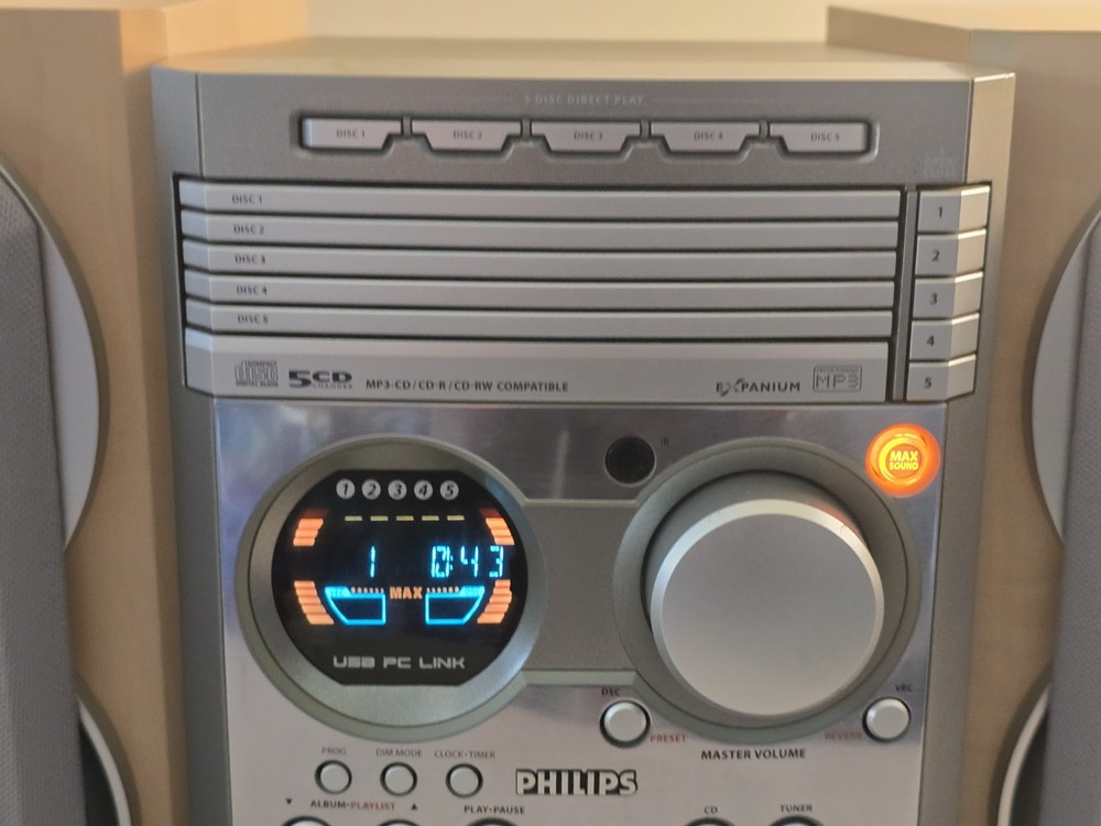 Philips MCM530 Micro Shelf System 5-CD Changer USB PC Link MP3 - Excellent!
