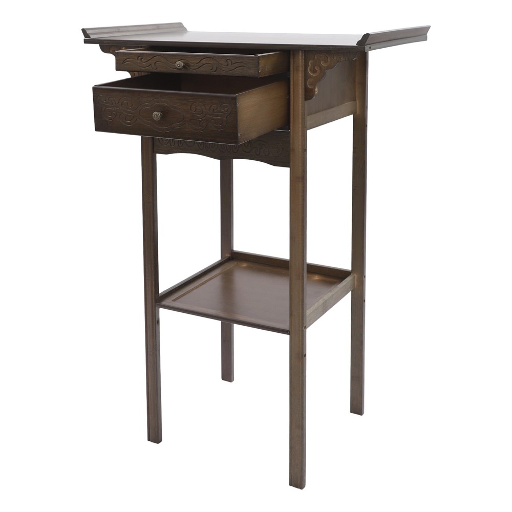 2 Tier Altar Table with Drawers, Altar Table with Storage, Meditation Table