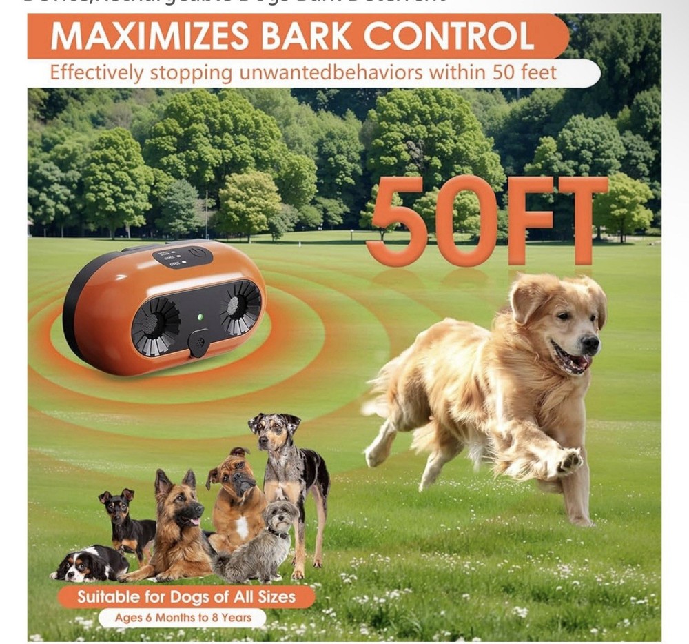 Bsemax Anti Bark Device | 3 Modes | 50ft Range Rechargeable Dog Bark Control