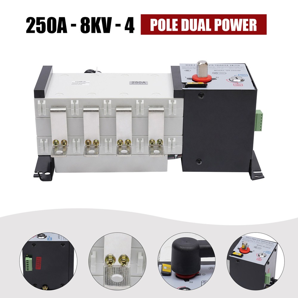 2IN1 Automatic Transfer Switch 4P 250A AC Toggle Switch Dual Power AC-338 110V