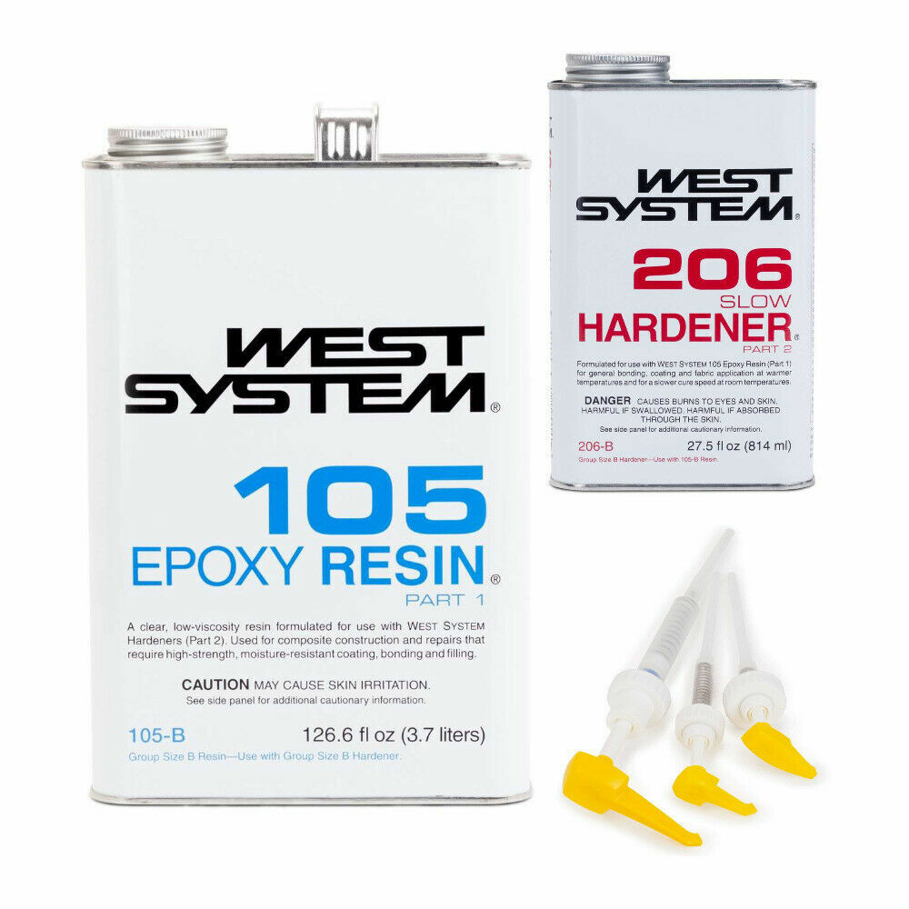 West System Epoxy Resin 105-B Slow Epoxy 206B Hardener & Mini Pump Set