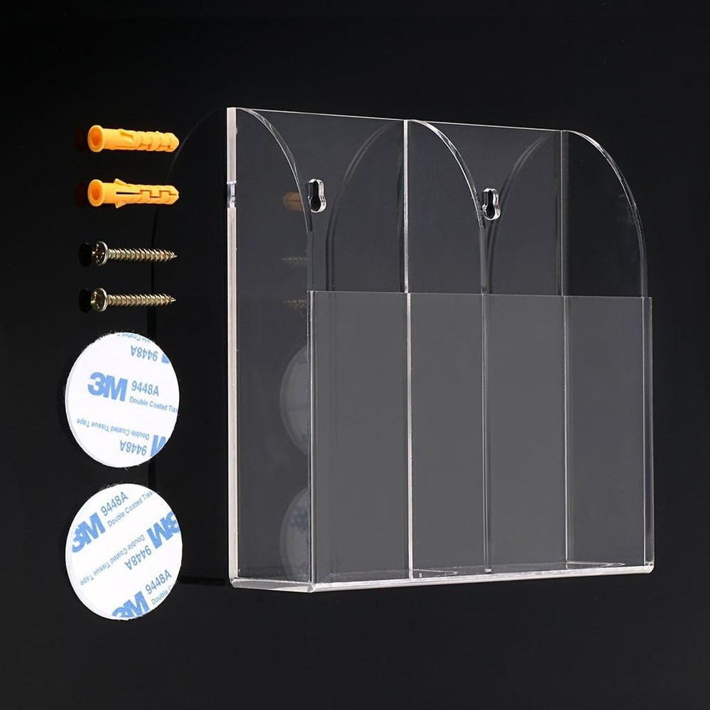 Hipiwe Wall Mount Remote Control Holder Clear Acrylic Media Medium,