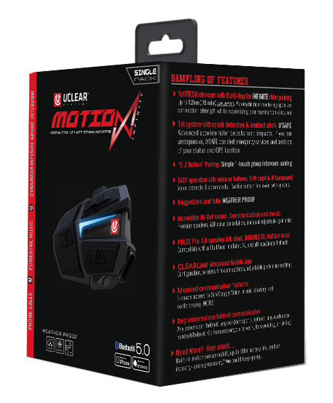 MPN 180510 UCLEAR Motion Infinity Single Helmet Bluetooth Communication System