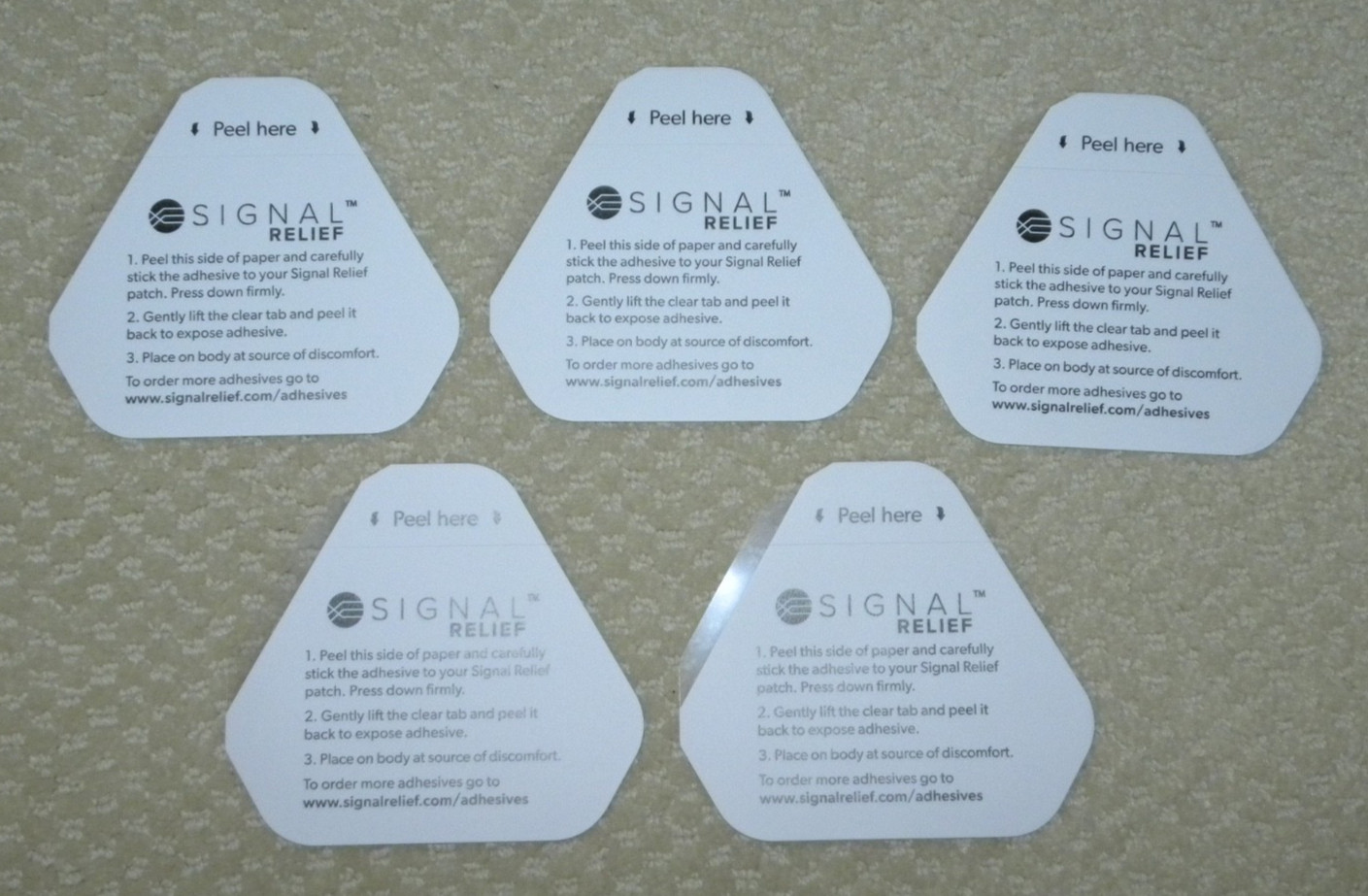 Lot of 5 SIGNAL RELIEF Reusable Adhesive **Adhesive ONLY No Patch** NEW