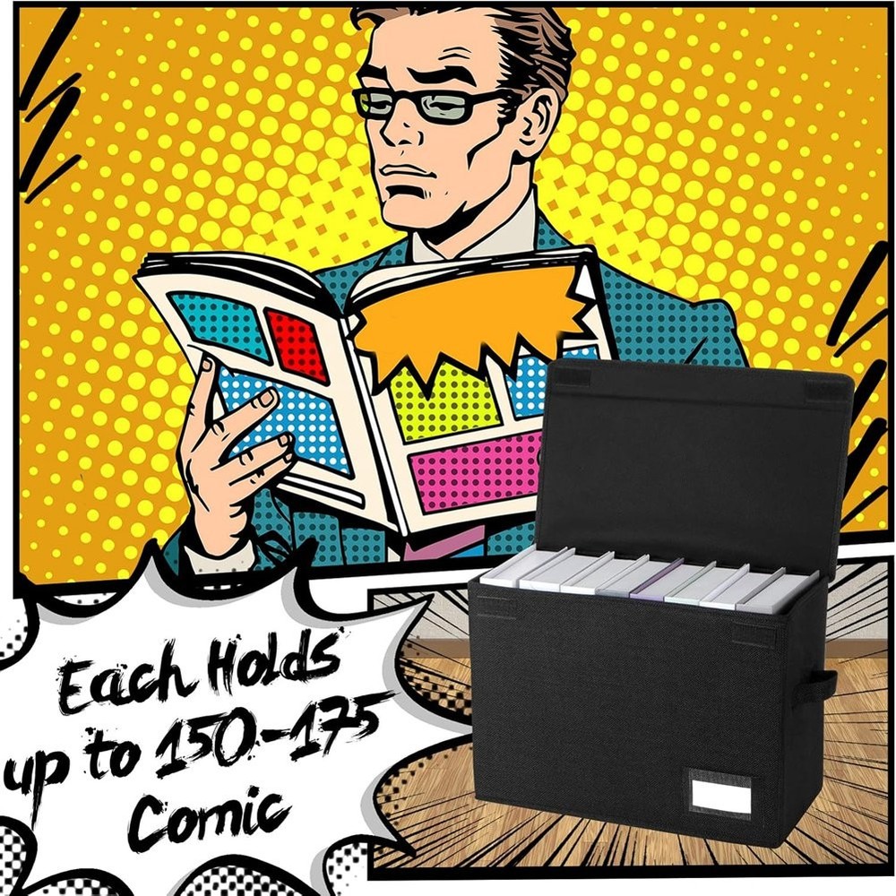 Comic Book Storage Boxes, Back to School Fold Comic Short Box Case with Lid5874