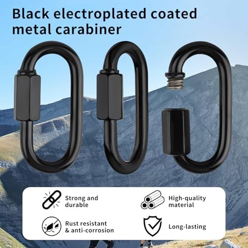 30 Pack M4 Quick Link Chain Connectors, Black Heavy Duty D Shape Locking Quick