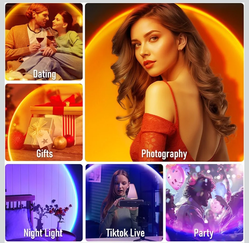 Sunset Lamp Projector with APP & Button Control,360° Magnetic Adjustable Head...