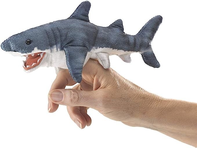 Mini Shark Finger Puppet, Gray, One Size