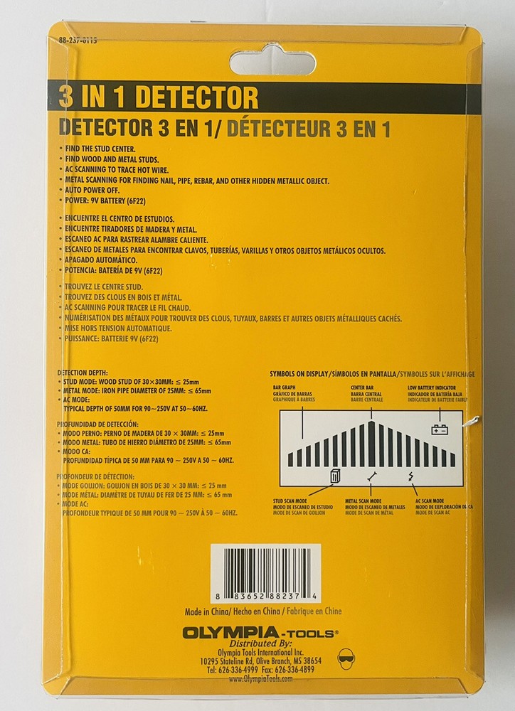 Olympia tools 3 in 1 Detector (stud finder) New Sealed