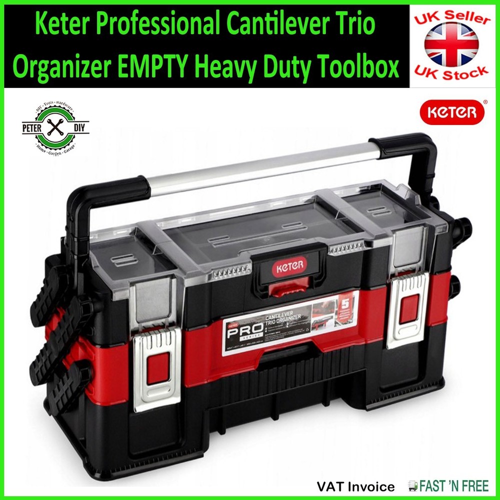 Keter Professional Cantilever Trio Organizer EMPTY Heavy Duty Toolbox
