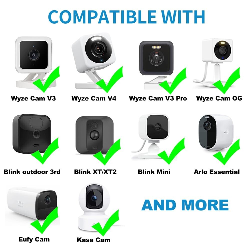 2Pack 20FT Waterproof Micro USB Power Extension Cable for Security Cameras