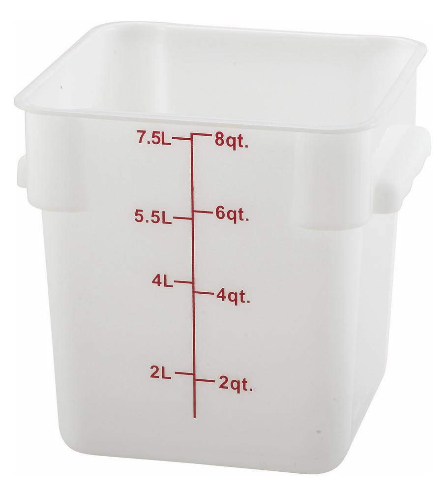 8qt Square Storage Container, White, PP (12 Each)