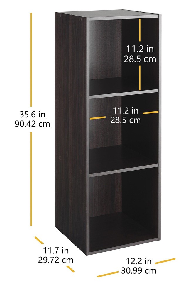 Whitmor 3 Cube Bookcase 3 Tier Stackable MDF Bookself Open Storage Organizer Liv