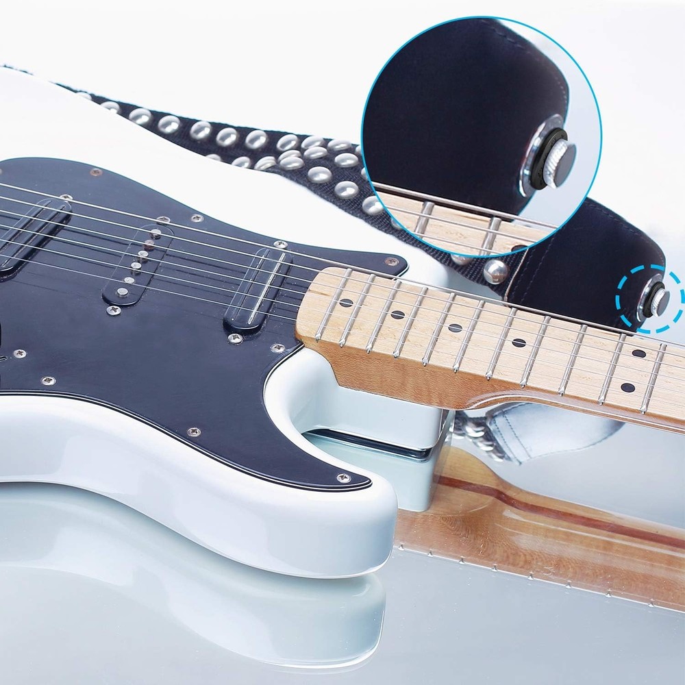Guitar Strap Locks Silicone Strap Blocks Rubber Guitar Strap Protector Set