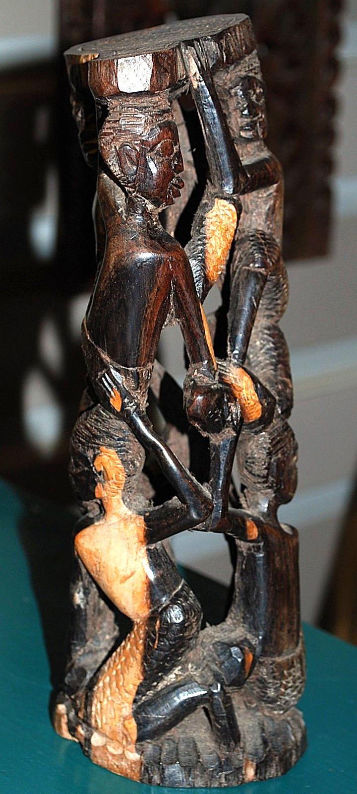 Vtg MAKONDE African TREE OF LIFE Ancestor Family Hand Carved EBONY WOOD Statue