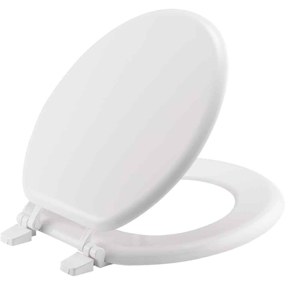 NEW Round Closed Front Enameled Wood Toilet Seat in White Durable & Wood Finish