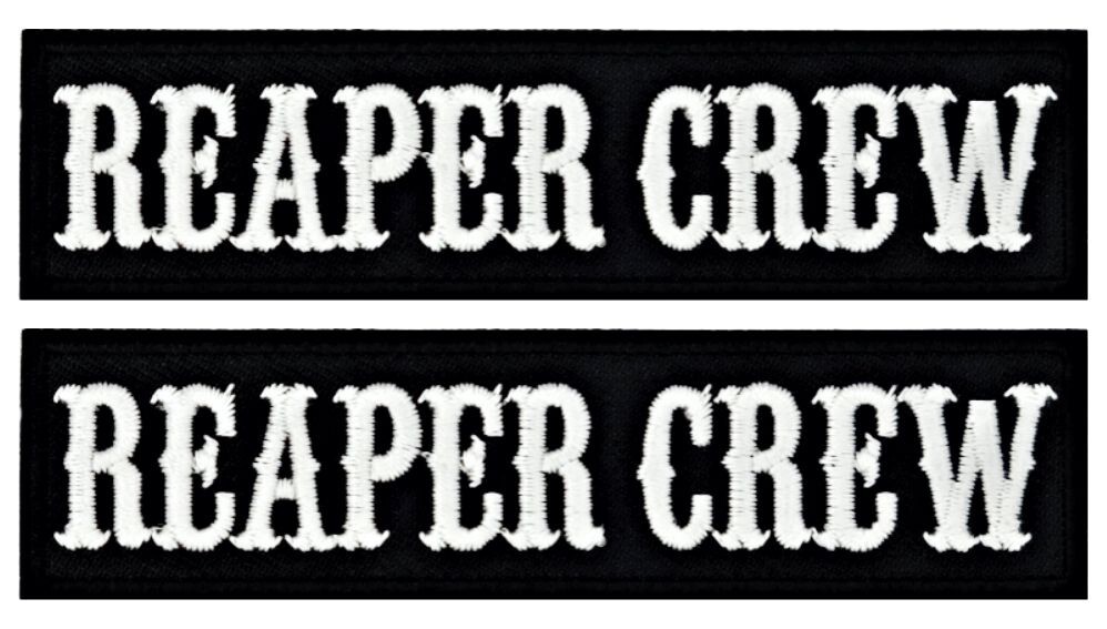 Reaper Crew Embroidered Patch |2PC  Hook Fastener Backing 4" x 1"