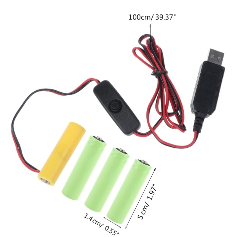 6V AA Battery Eliminator USB Power Supply Replace 4x 1.5V AA Battery with Switch