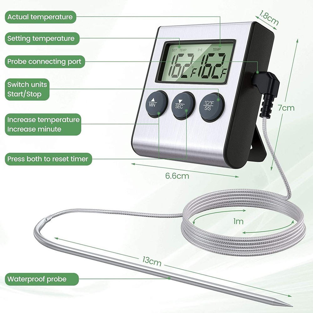 Remote Kitchen Digital Cooking Thermometer Probe Meat Food Temperature w/Timer
