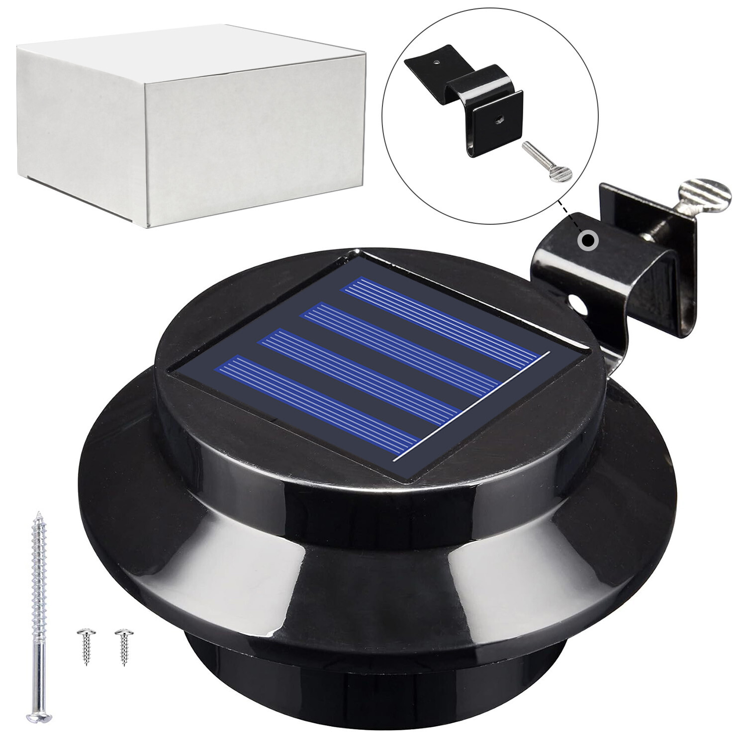 8 Pack Waterproof Solar Powered LED Outdoor Gutter Lights with Brackets Garden