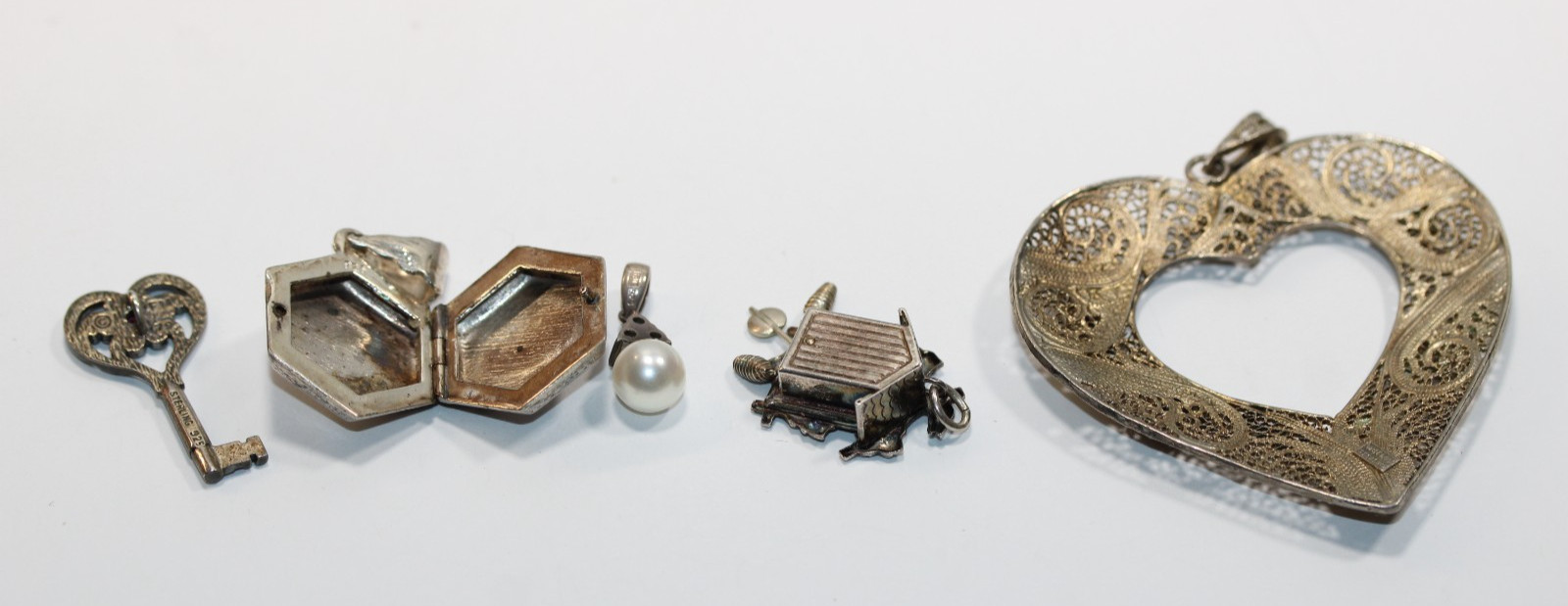 20g All Vintage Sterling Silver Pendant Lot Of 5 #0468